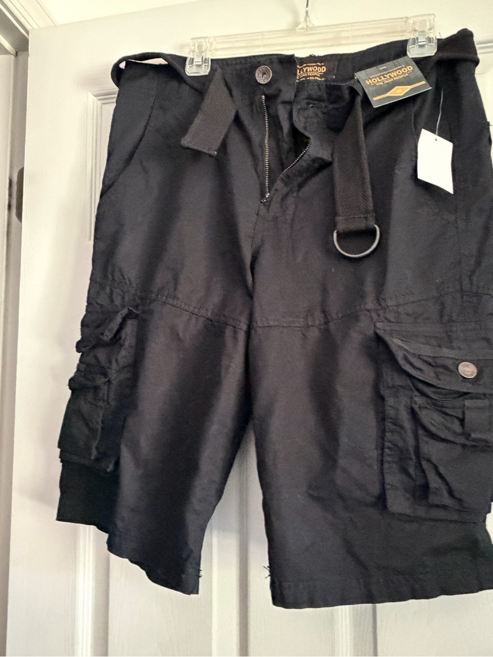 Utility Cargo Shorts with D-Ring Belt — Black -NWT